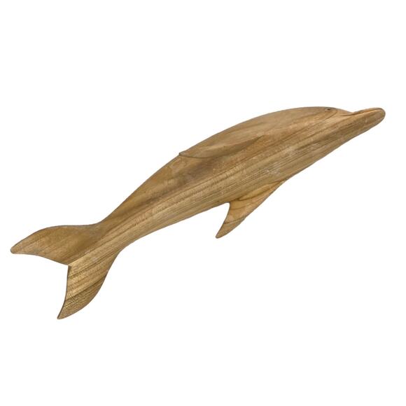 VTG Carved WOOD DOLPHIN 8” Fish Wooden Carving Figurine Nautical Sea Sculpture - Picture 6 of 8